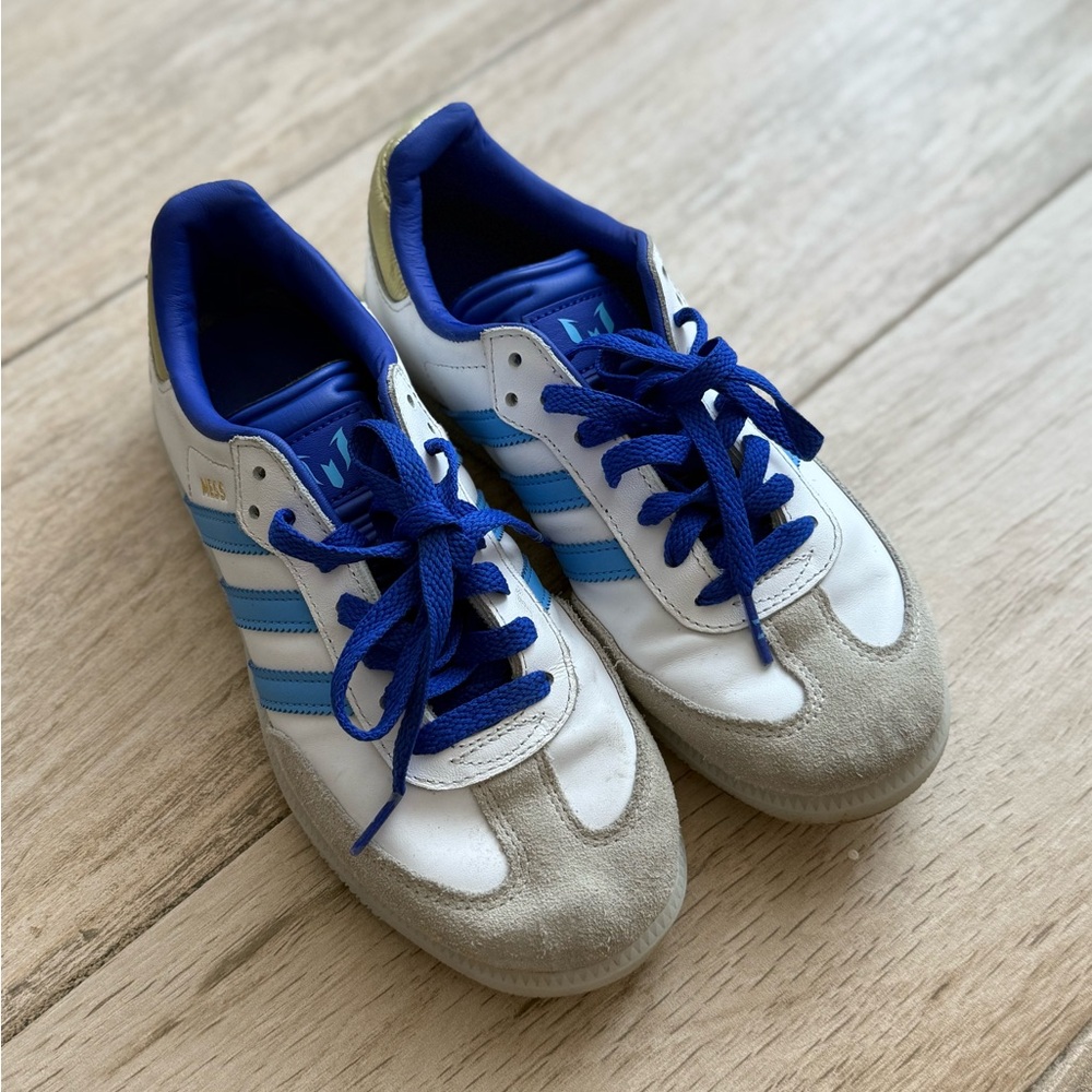 Adidas White and Blue Sneakers Classic Design